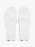 White Logo Embroidery Canvas Pool Slides  Women