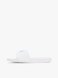 White Logo Embroidery Canvas Pool Slides  Women