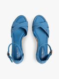 Blue Hemp Crossover Strap Wedge Espadrilles  Women
