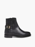 Black Leather TH Monogram Buckle Ankle Boots  Women