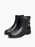 Black Leather TH Monogram Buckle Ankle Boots  Women