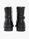 Black Leather TH Monogram Buckle Ankle Boots  Women