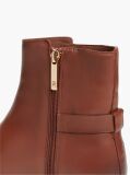 Brown Leather TH Monogram Buckle Ankle Boots  Women