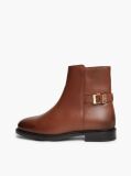 Brown Leather TH Monogram Buckle Ankle Boots  Women