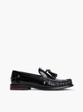 Black New York Label Shiny Leather Tassel Loafers  Women