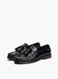 Black New York Label Shiny Leather Tassel Loafers  Women