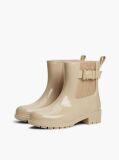 Beige Shiny Buckle Cleat Rain Boots  Women