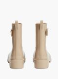 Beige Shiny Buckle Cleat Rain Boots  Women