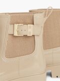 Beige Shiny Buckle Cleat Rain Boots  Women