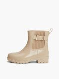 Beige Shiny Buckle Cleat Rain Boots  Women