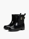 Black Shiny Buckle Cleat Rain Boots  Women