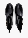 Black Shiny Buckle Cleat Rain Boots  Women