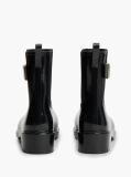 Black Shiny Buckle Cleat Rain Boots  Women