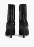 Black Leather Studded Stiletto Heel Ankle Boots  Women