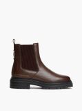 Brown Pebble Grain Leather Chelsea Boots  Women
