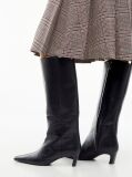 Black Kitten Heel Leather Knee-High Boots  Women