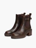 Brown Leather Buckle Block Heel Chelsea Boots  Women