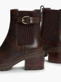 Brown Leather Buckle Block Heel Chelsea Boots  Women