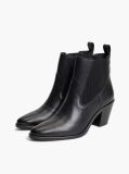 Black Leather Western Chelsea Boots  Women