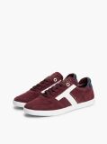 Red Suede Mixed Texture Enamel Flag Sneakers  Women