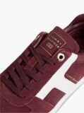 Red Suede Mixed Texture Enamel Flag Sneakers  Women