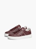 Red Pebble Grain Leather Cupsole Sneakers  Women