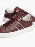 Red Pebble Grain Leather Cupsole Sneakers  Women