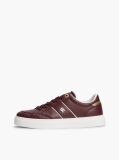 Red Pebble Grain Leather Cupsole Sneakers  Women