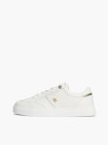 Beige Pebble Grain Leather Cupsole Sneakers  Women