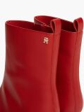Red Kitten Heel Leather Ankle Boots  Women