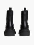 Black Leather Chunky Chelsea Boots  Women