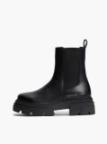 Black Leather Chunky Chelsea Boots  Women