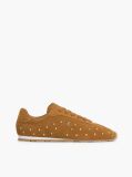 Brown Suede Studded Low Profile Sneakers  Women
