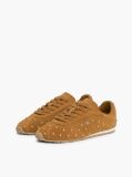 Brown Suede Studded Low Profile Sneakers  Women