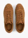 Brown Suede Studded Low Profile Sneakers  Women