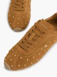 Brown Suede Studded Low Profile Sneakers  Women