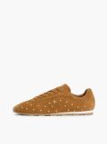 Brown Suede Studded Low Profile Sneakers  Women