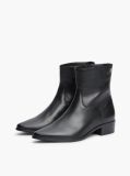 Black Leather Zip-Up Ankle Boots  Women