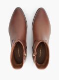 Brown Leather Zip-Up Ankle Boots  Women