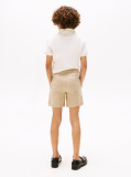 Beige Linen Blend Drawstring Shorts  Boys