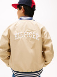 Beige Reversible Back Logo Relaxed Bomber Jacket  Boys