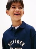 Blue Curved Graphic Polo Collar Sweatshirt  Boys