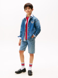 Blue Embroidery Faded Denim Shacket  Boys