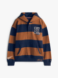 Multi Varsity Stripe Concealed Placket Hoody  Boys