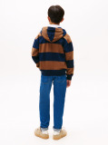 Multi Varsity Stripe Concealed Placket Hoody  Boys