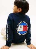 Blue Smiley Flag Back Logo Terry Sweatshirt  Boys