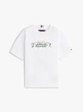 Άσπρο Βαμβακερό T-Shirt Με 3D Σημαία  Αγόρια