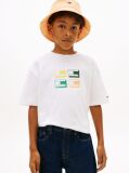 Άσπρο Βαμβακερό T-Shirt Με 3D Σημαία  Αγόρια