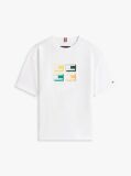 Άσπρο Βαμβακερό T-Shirt Με 3D Σημαία  Αγόρια