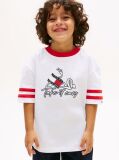 Άσπρο Βαμβακερό T-Shirt Με Κυματιστή Σημαία  Αγόρια